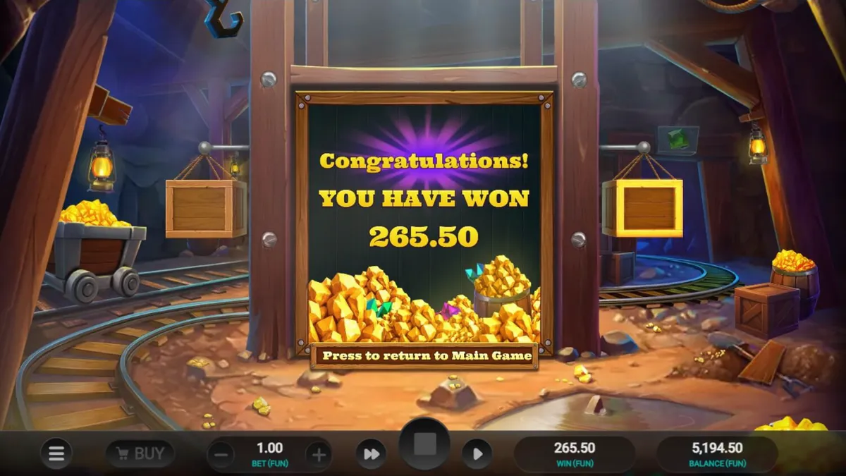 Pemandangan tambang emas kartun dalam slot Digger’s Dough